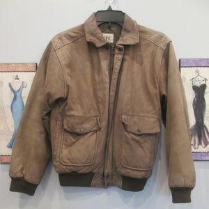 GFC Trading Co. Boys Leather Jacket Brown 12/14